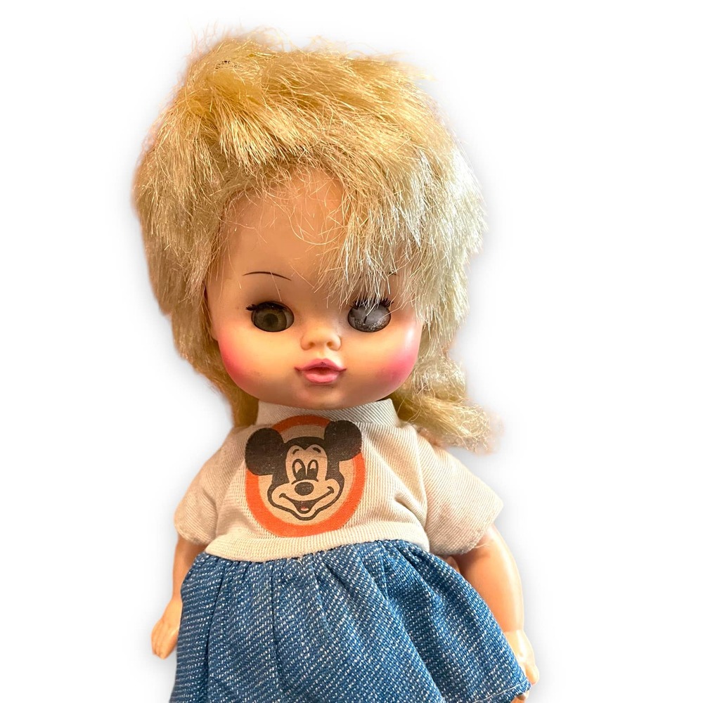 Vintage Creepy Blinking Dead Eye Doll Disney Goth Mickey Mouse Club Halloween